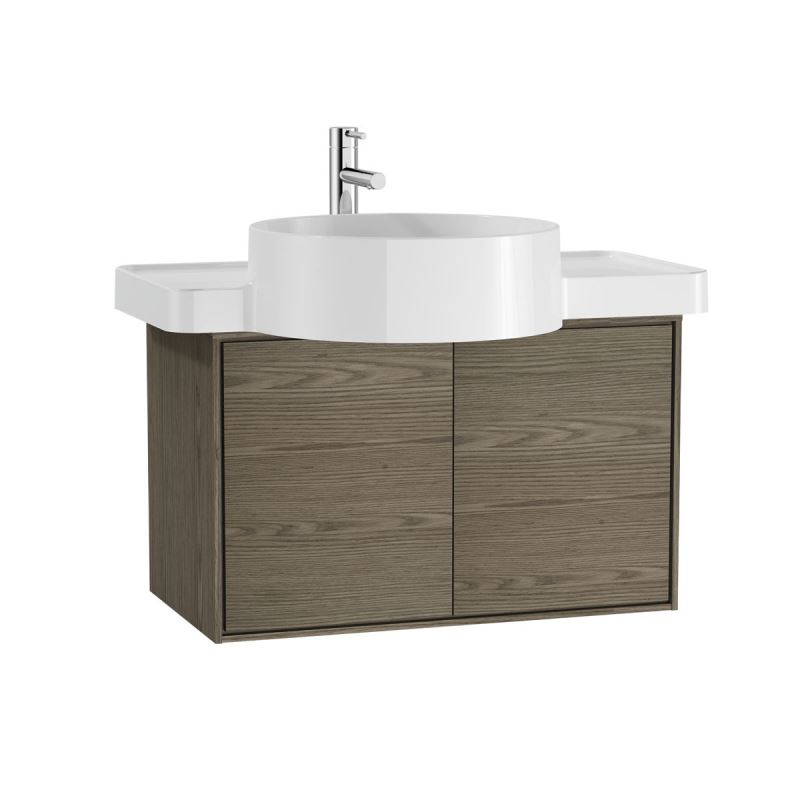 Voyage Washbasin Unit60 cm, for Countertop Washbasin, with Doors, Planked Sand & Taupe, Left