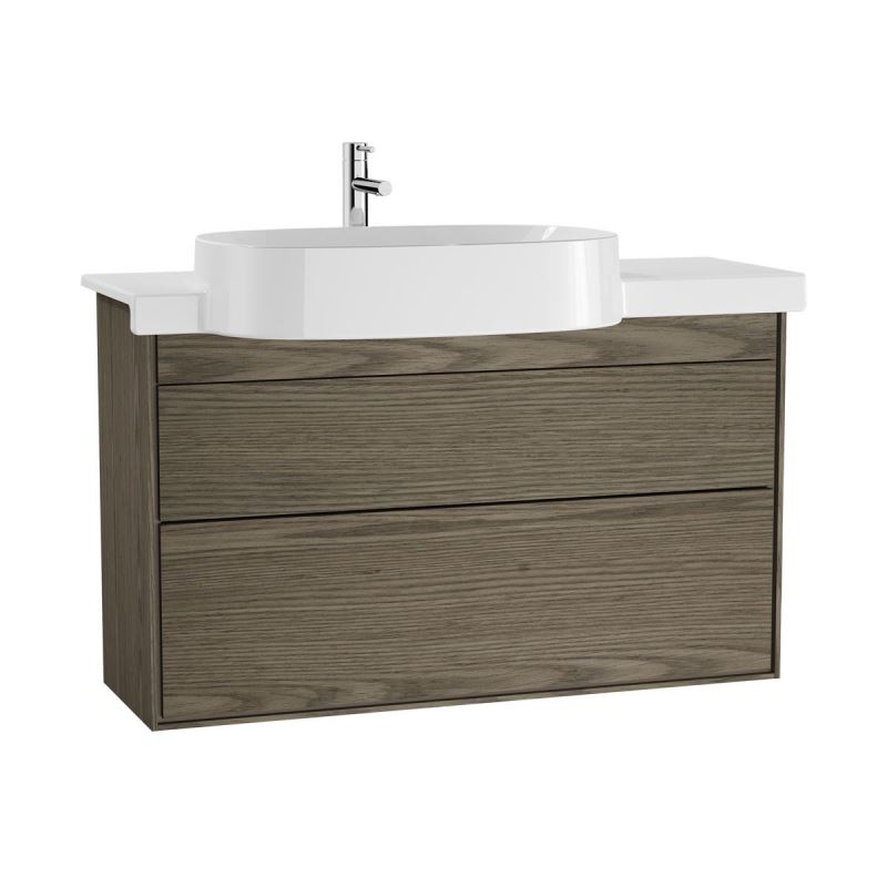 Voyage Washbasin Unit100 cm, with ceramic vanity, with Drawers, Planked Sand & Taupe