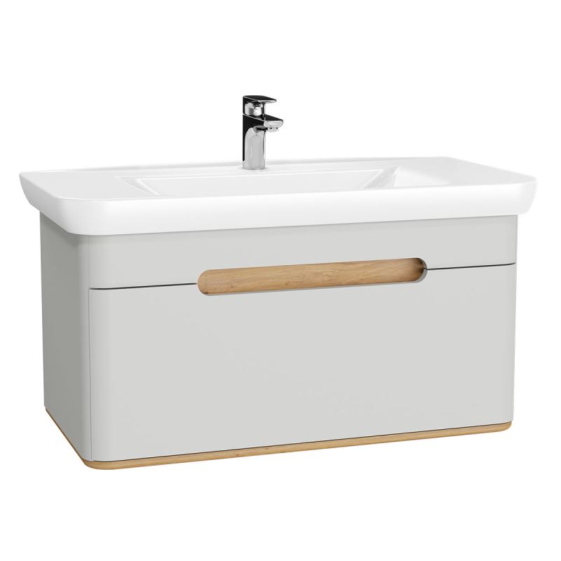 Sento Washbasin Unit100 cm, with 1 drawer, without legs, Matt Light Grey