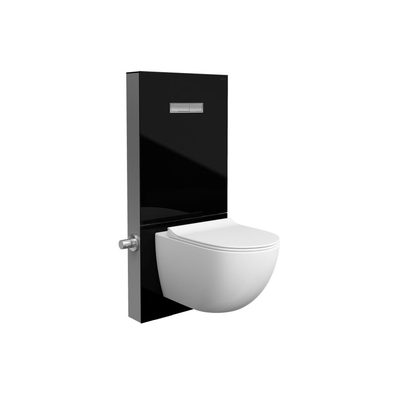 Vitrus Glass Concealed CisternWith integrated bidet stop valve, for wall-hung WCs, 2.5/4 litre, black with chrome sides
