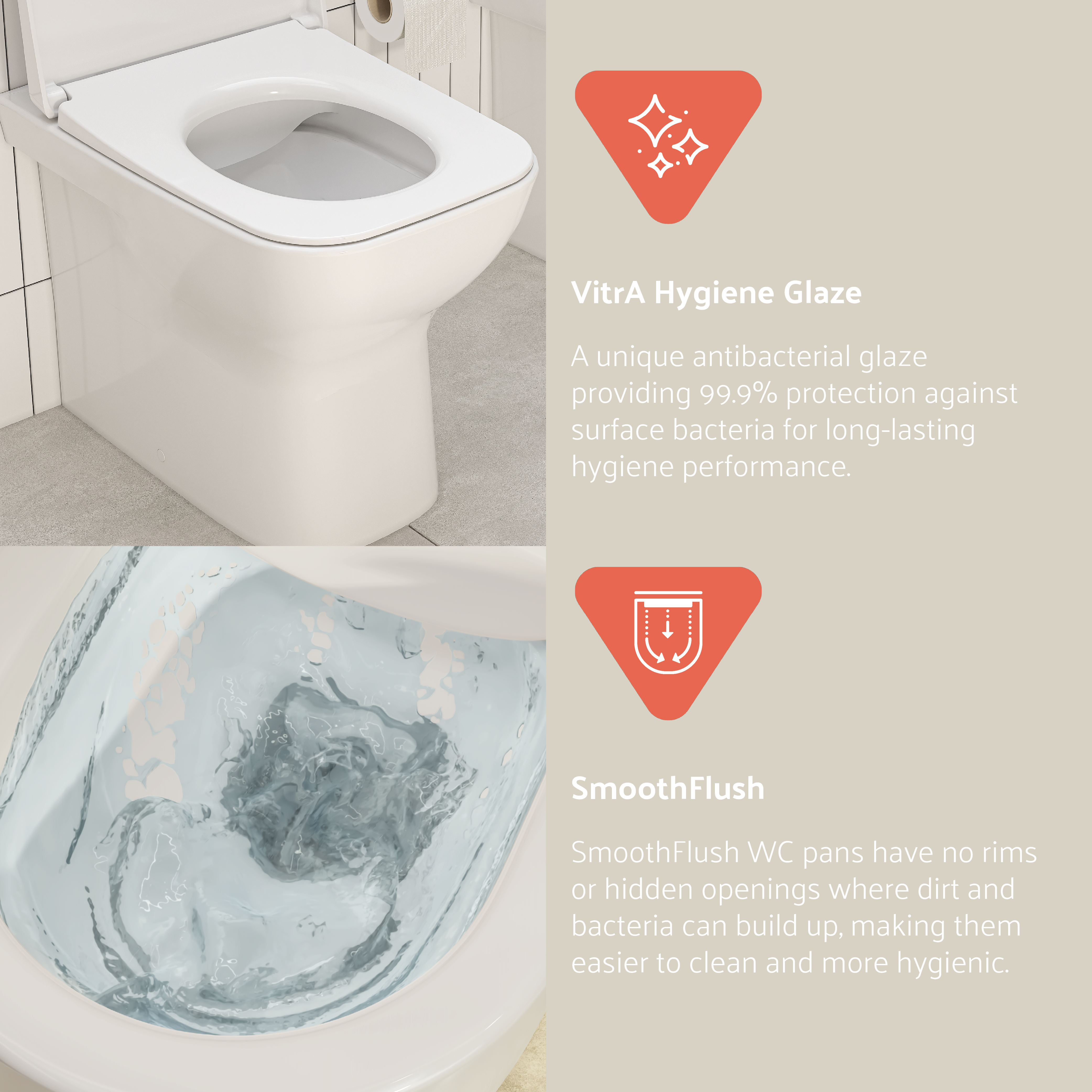 VitrA Hygiene Glaze and SmoothFlush features of S20 ceramics