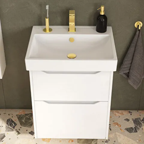 Sareta with two soft-close drawers, white