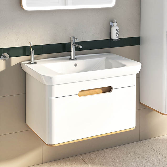 VitrA Sento Beyaz Lavabo Dolabı Origin Krom Lavabo Bataryası