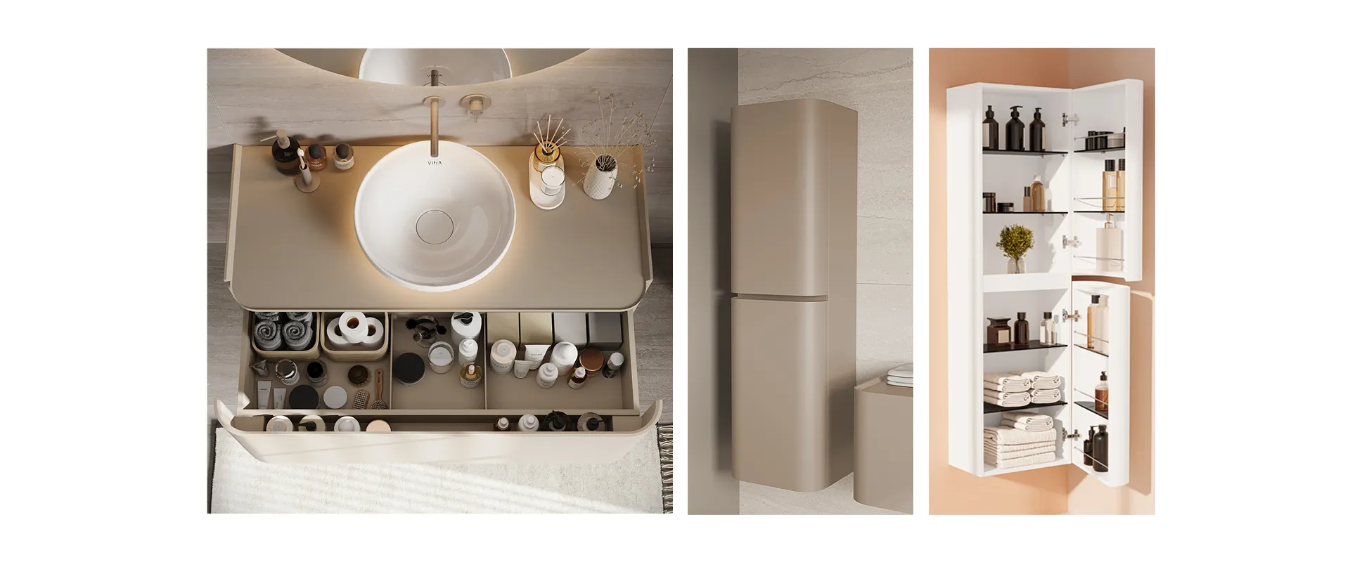 Glora spacious washbasin and tall unit storage