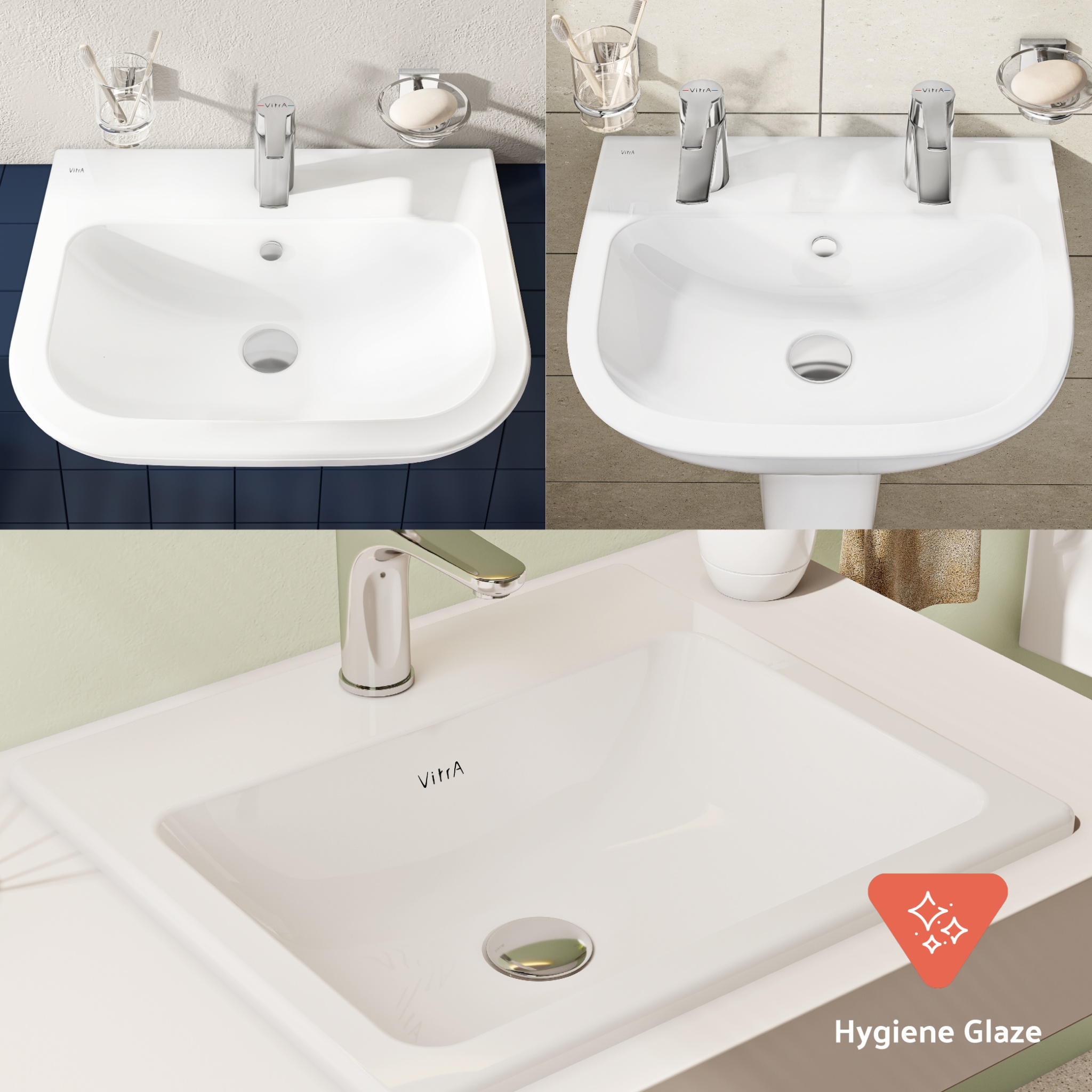S20 washbasins with VitrA Hygiene Glaze