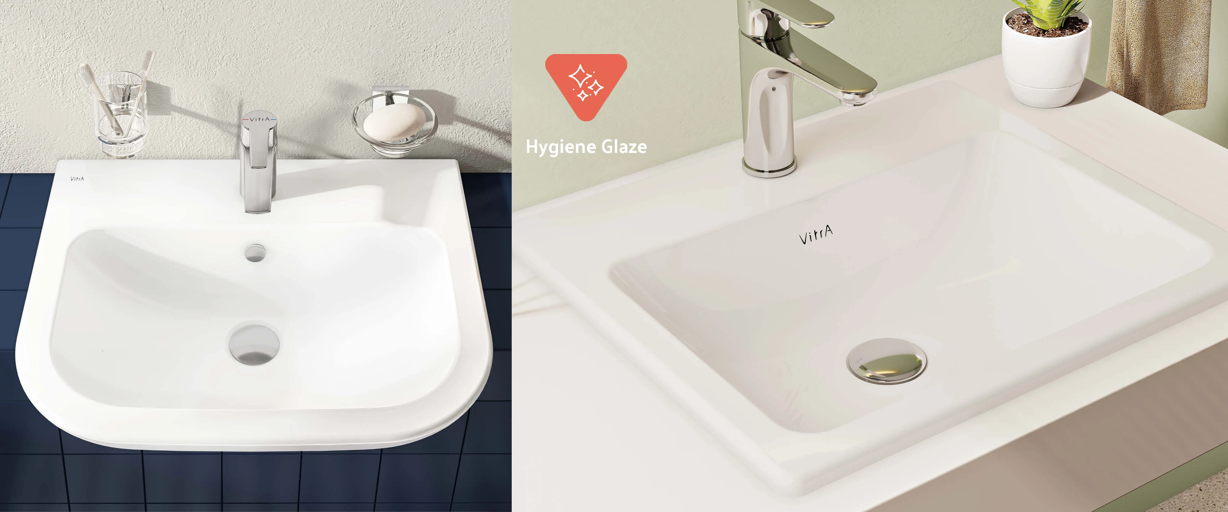 S20 washbasins with VitrA Hygiene Glaze