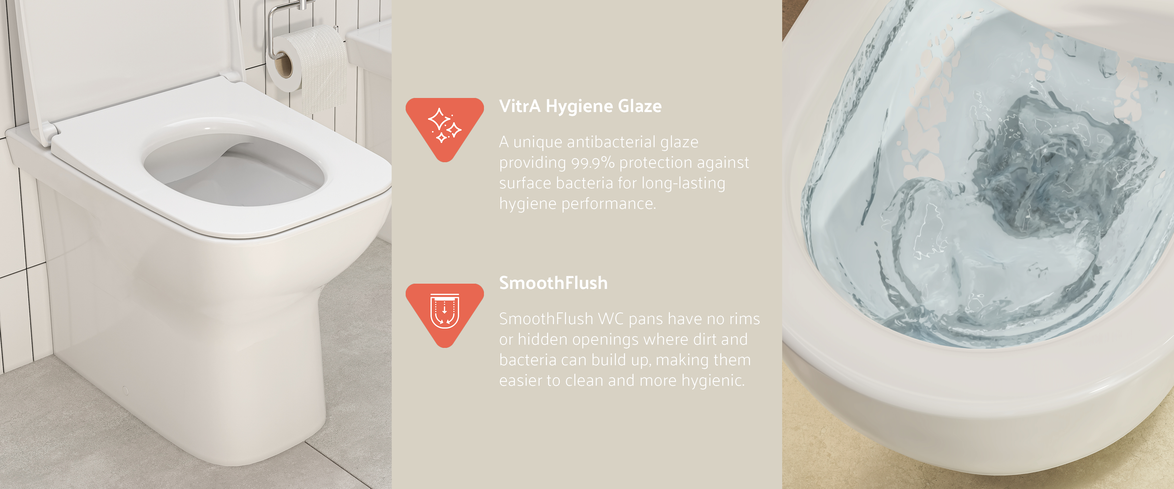 VitrA Hygiene Glaze and SmoothFlush features of S20 ceramics